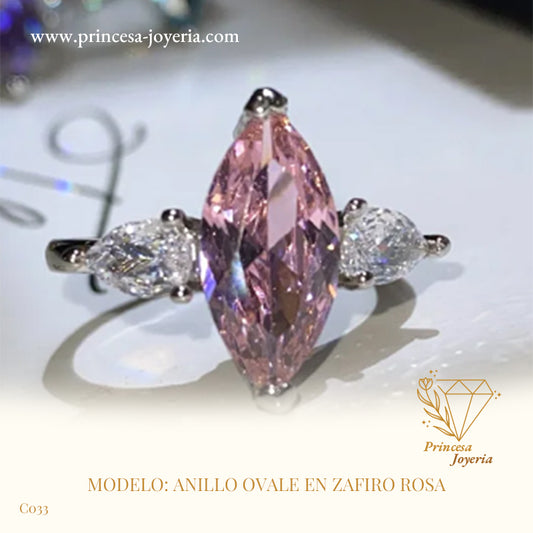 ANILLO OVALE EN ZAFIRO ROSA