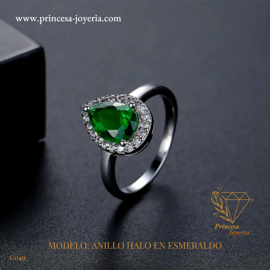 ANILLO HALO EN ESMERALDO